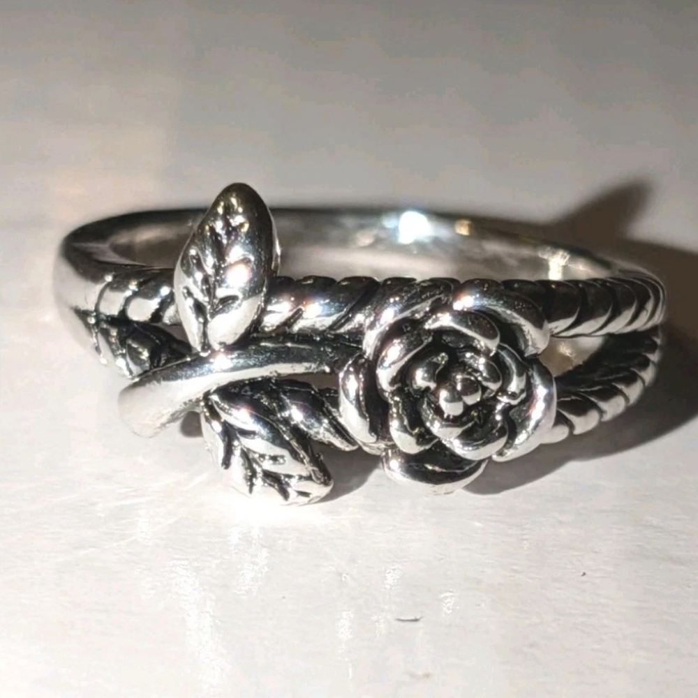 Lovely Silvery Intricate Detailed Rose Ring For Women Size 5 And 7 Available